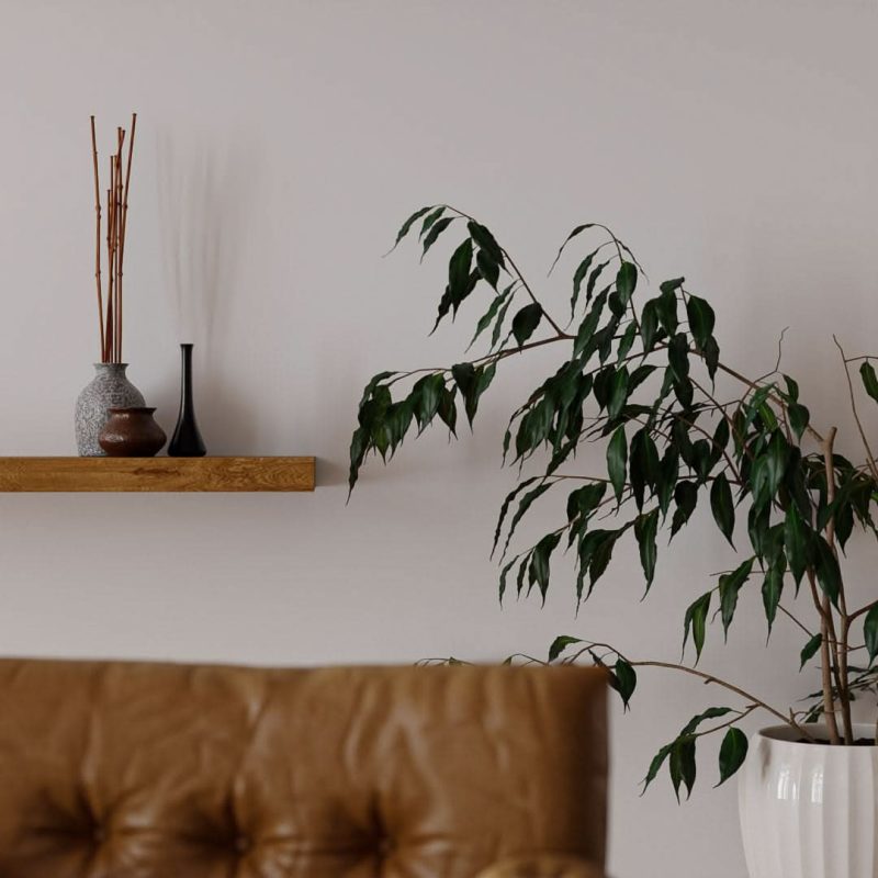 Single white oak floating shelf